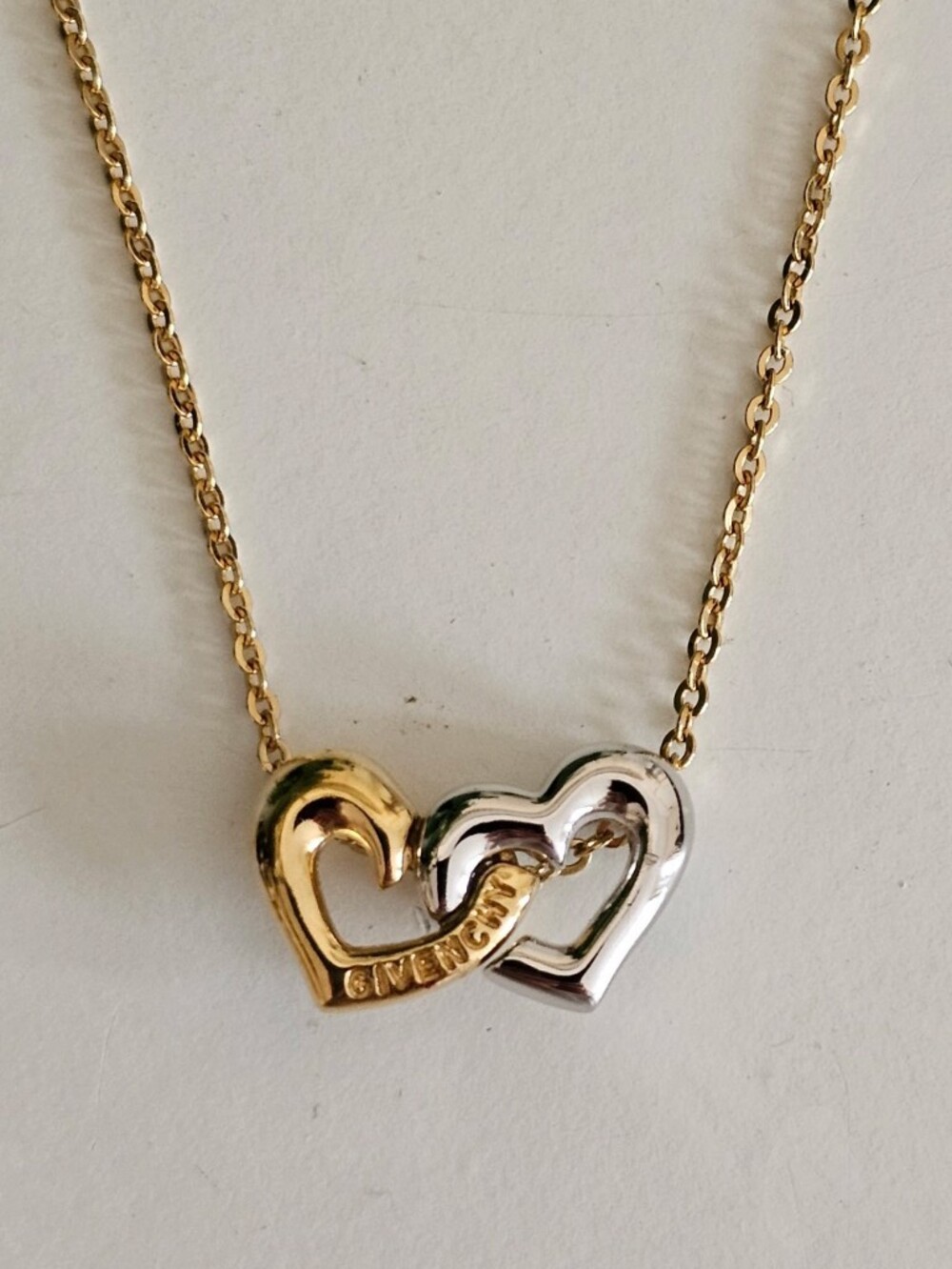 Givenchy Two-Tone Heart Link Necklace - Gold & Silver